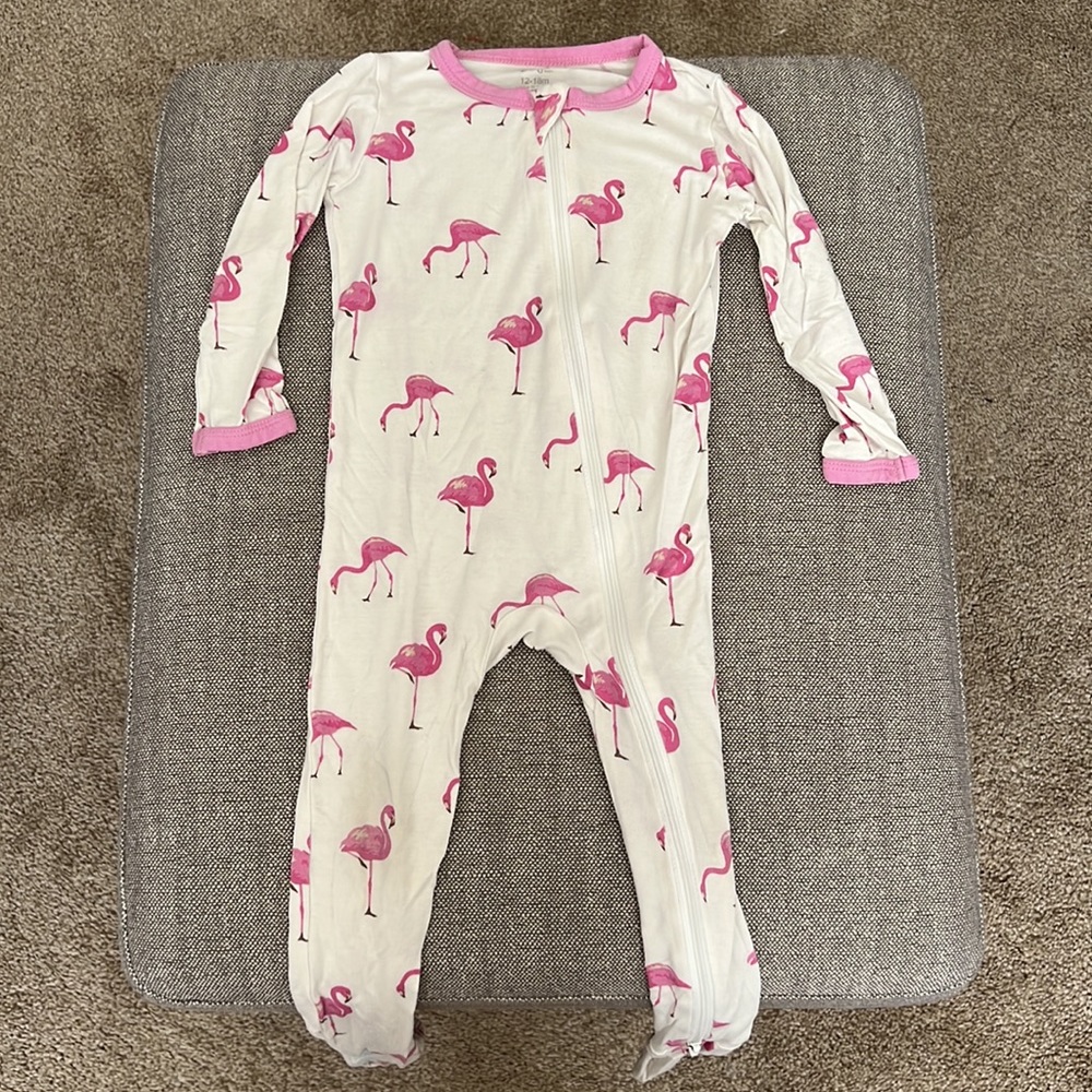 Kyte Baby Long Sleeve Zip-up Footie PJs - Flamingos